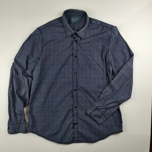 Calvin Klein Jeans Men’s Patterned Button Down Shirt M Navy Blue Long Sleeve
